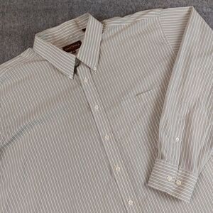 Oak Hill Button Down Shirt Men's 2XL Big Green Striped Chest Pocket